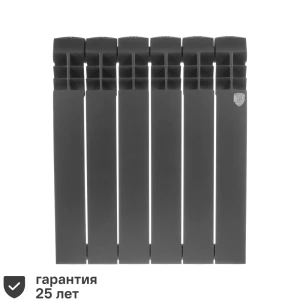 Радиатор секционный Royal Thermo Biliner 500/87 6 секций боковое подключение биметалл черный
