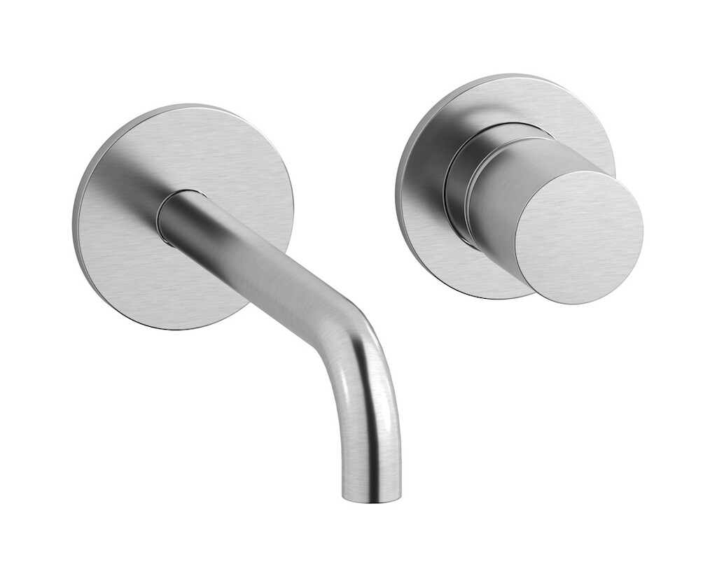 Встроенный в стену смеситель для раковины на 2 отверстия в комплекте с донным клапаном WE ARE IB rr406ss Brushed Nickel Brera