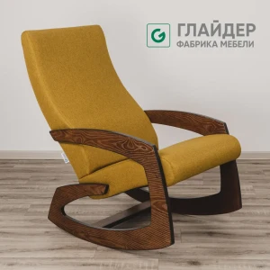 91966124 Кресло-качалка Glider Гелакси м 54.4x90x87 см рогожка цвет lunar mustard, орех антик STLM-1379458