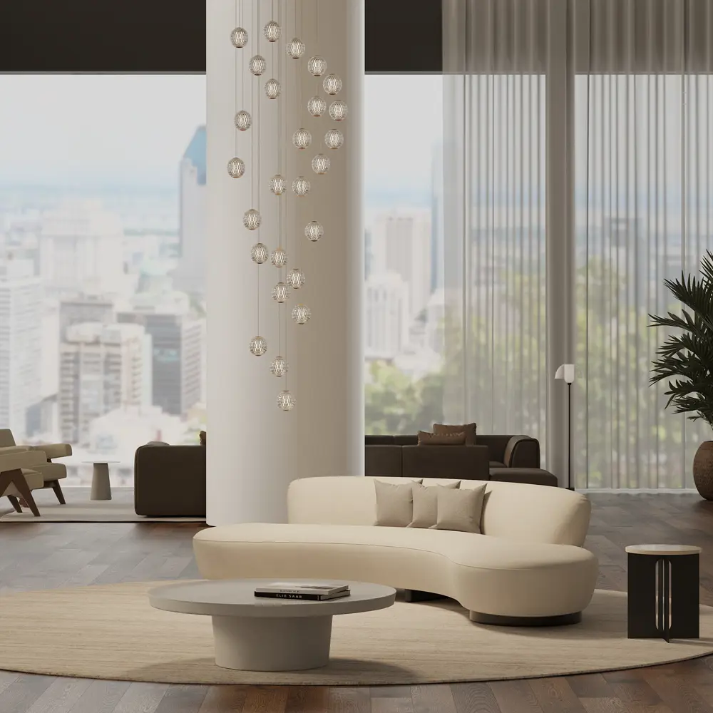 Светильник подвесной светодиодный MOD293PL-L140BS3K 30 м² нейтральный белый свет цвет латунь/прозрачный Maytoni STLM-2046094 - Вид №4
