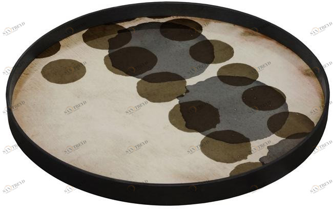 Ethnicraft Круглый поднос из дерева и стекла Translucent silhouettes 20440