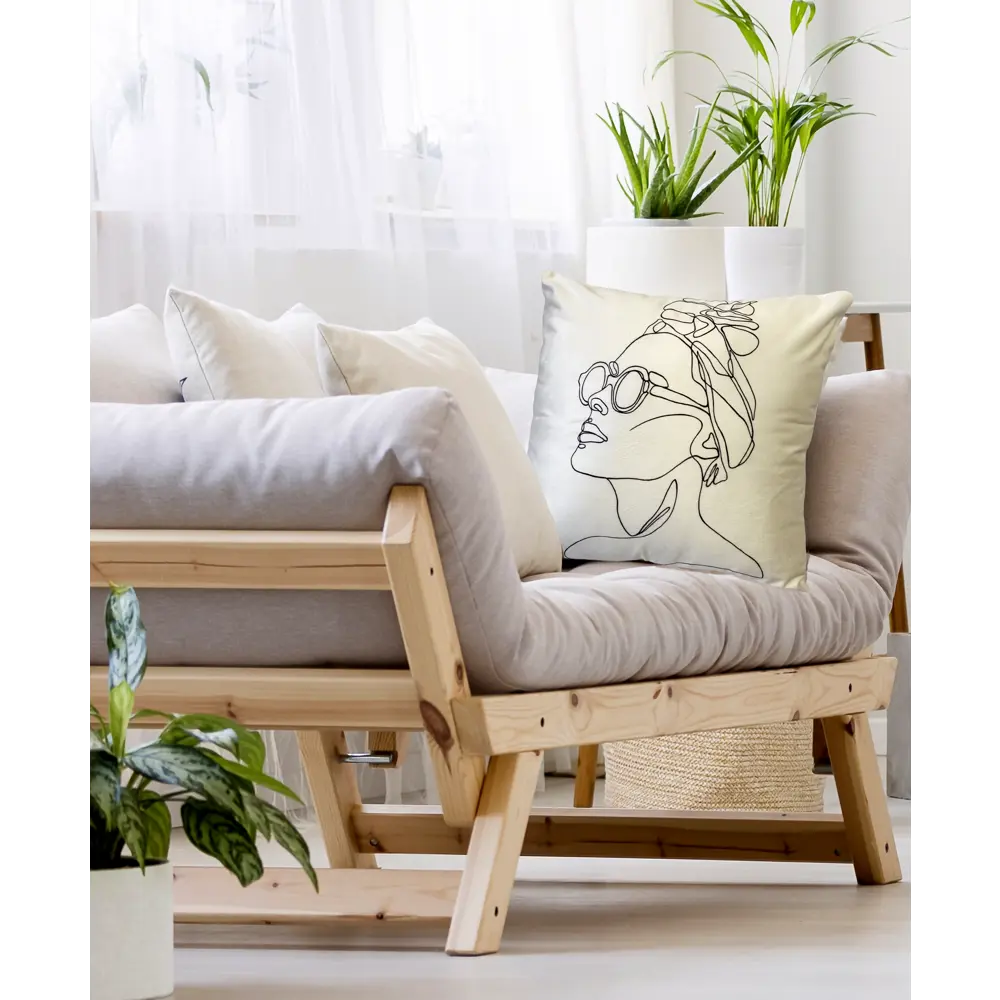 Подушка Seasons Портрет профиль 45x45 см бархат цвет белый 83021759 STLM-2179721  - Вид №3