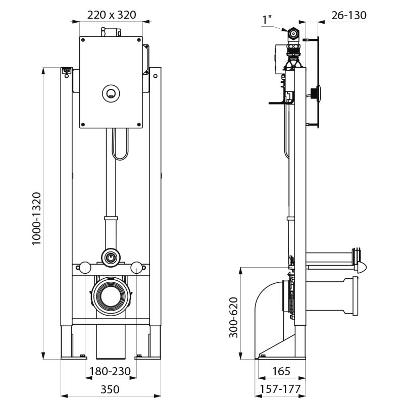 547005-546412 Отдельностоящая опорная рама для унитаза TEMPOFIX 3 DELABIE  - Вид №1