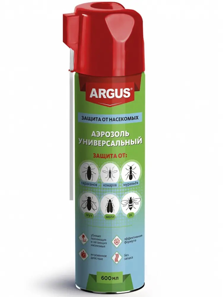 91670752 Аэрозоль от насекомых Argus Дихлофос №1 Универсальный без запаха с трубочкой 600 мл STLM-0959785