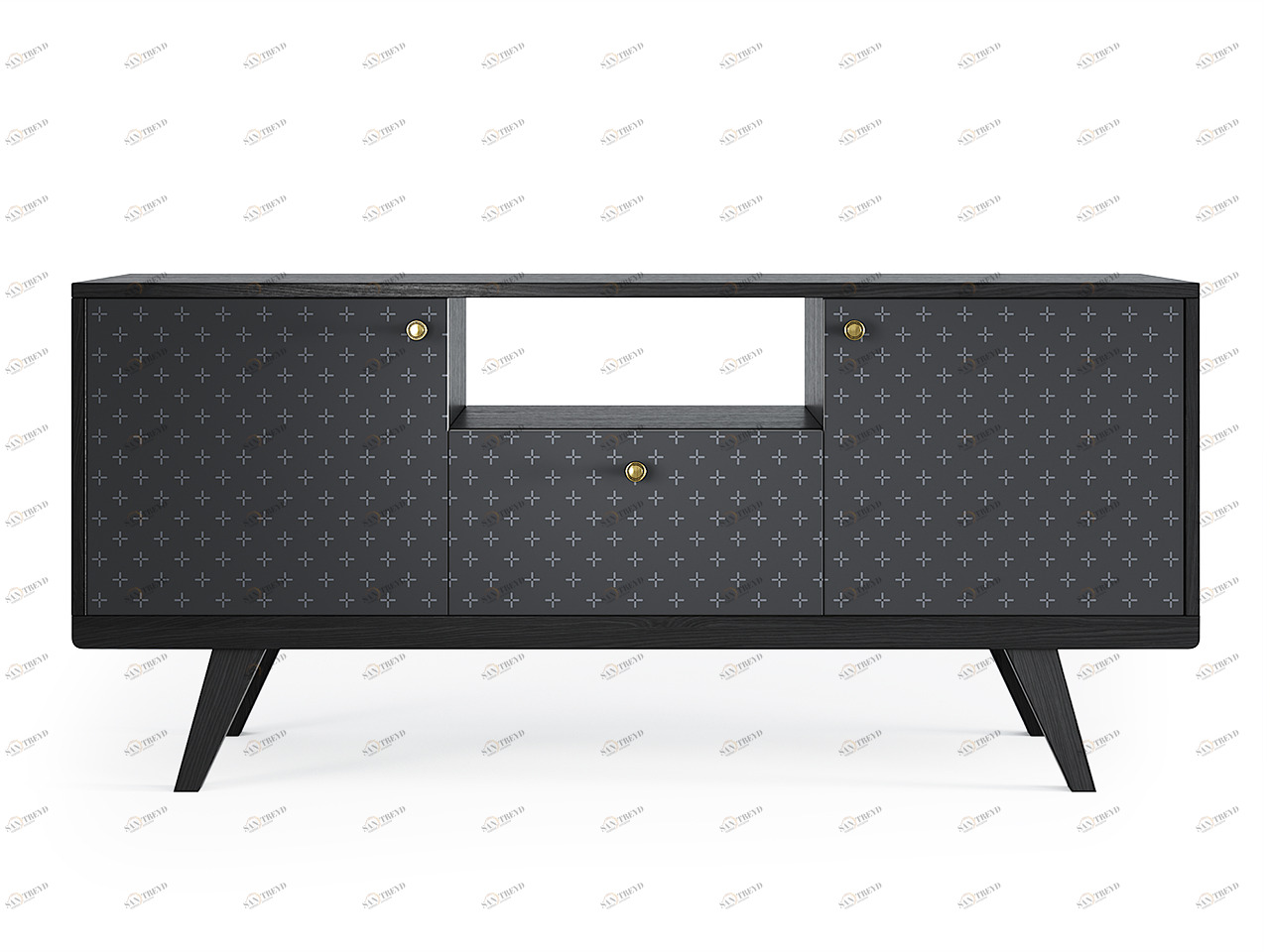 Тумба под телевизор с ящиком черный дуб с принтом Thimon THE IDEA  210231 Черный 