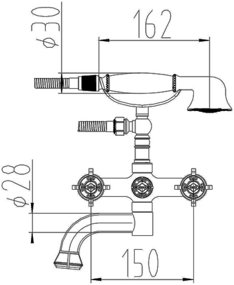 Смеситель ZorG Antic A 2001W-BR для ванны с душем, бронза - Вид №1
