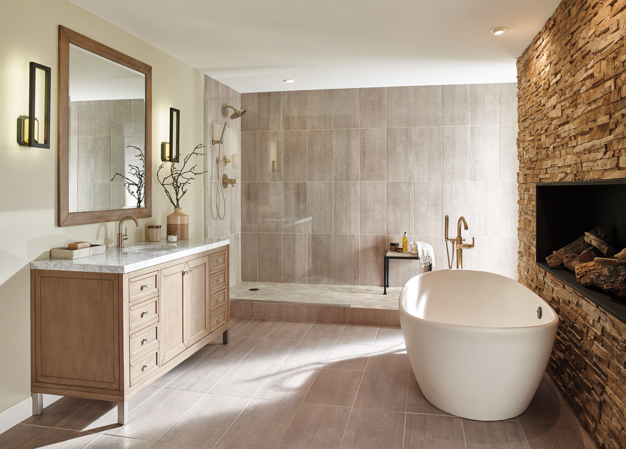 T4759-CZFL Напольная накладка для ванны с одной ручкой и ручным душем Delta Faucet Delta Шампанское бронза - Вид №2