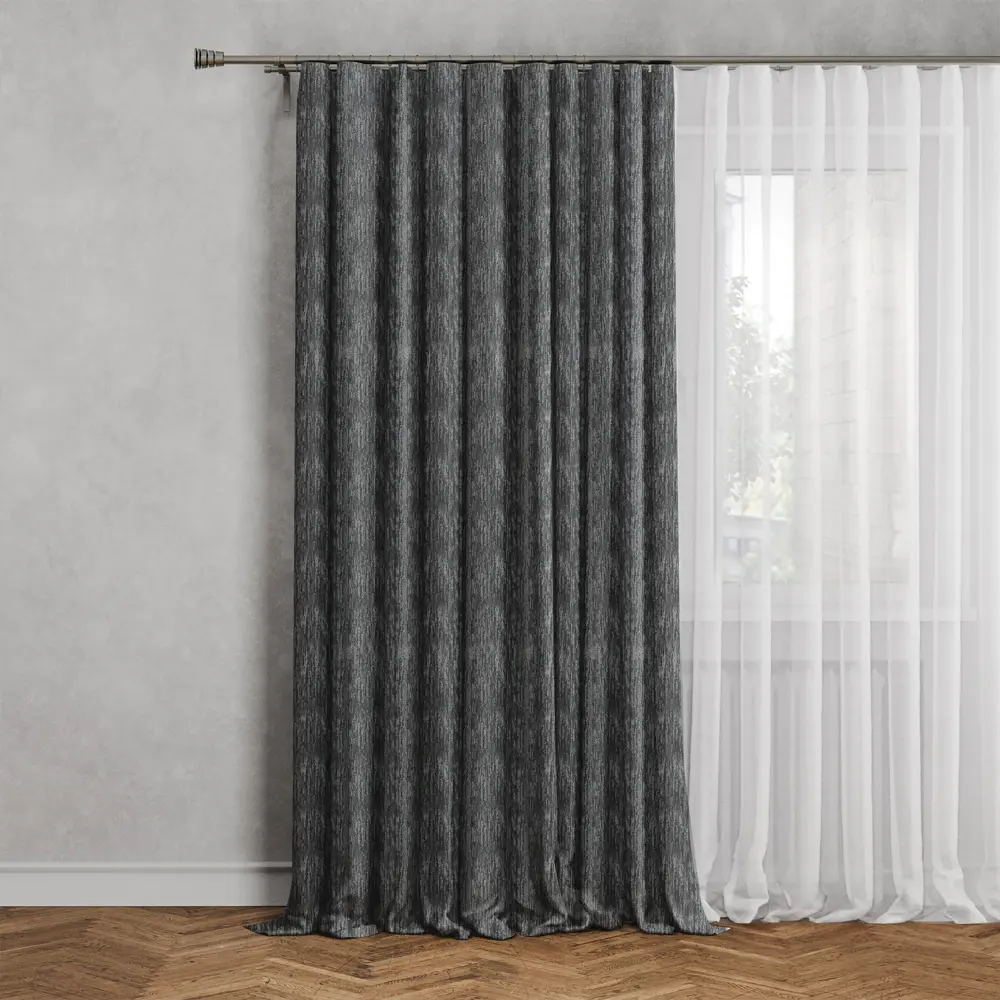 MIAMOZA Штора Торонто на ленте 200×280 см черно-серый жаккард 89398897 STLM-1563842