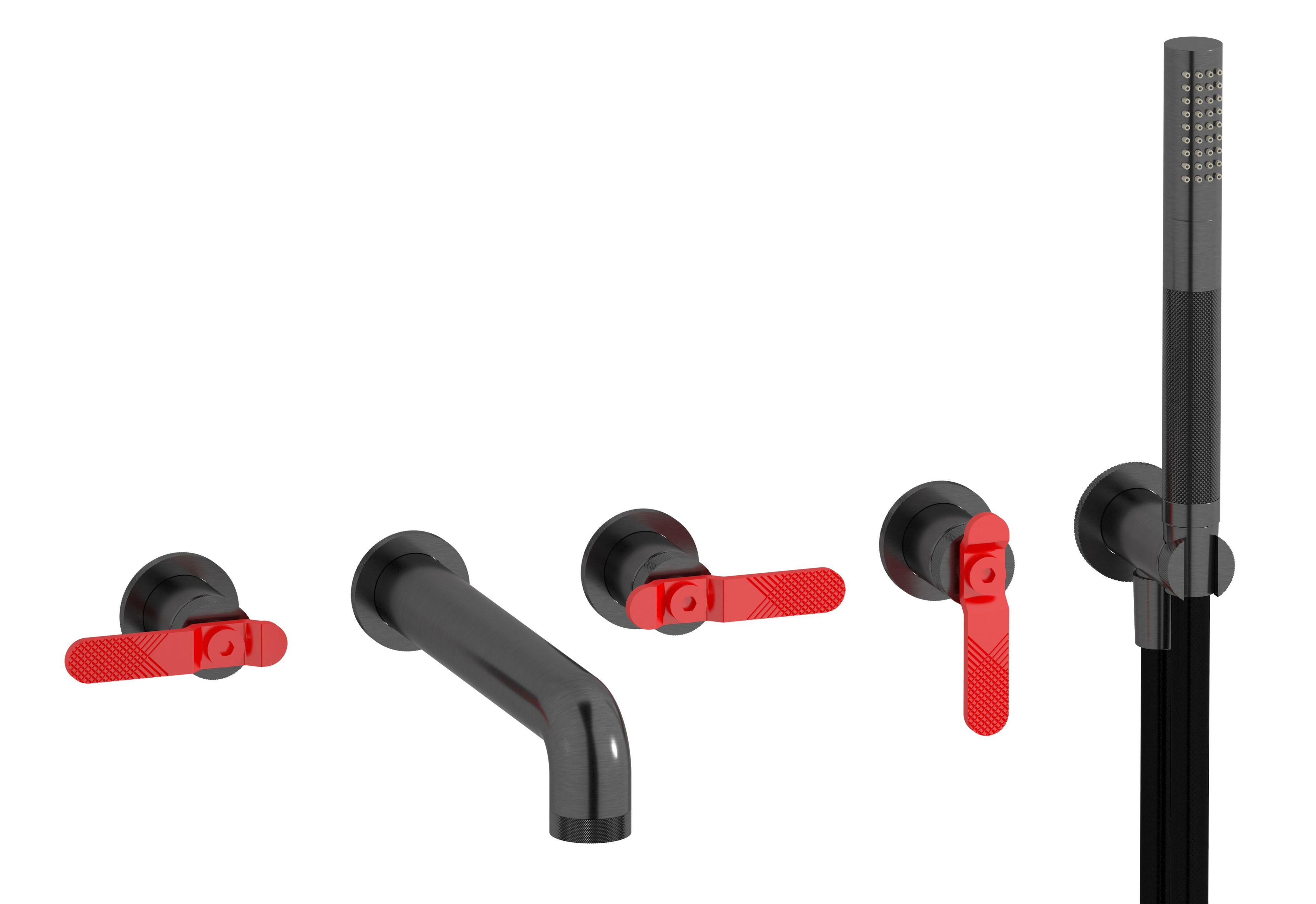 Настенный смеситель для ванны с 5 отверстиями и ручным душем IB Bold ARCH-00142517 - Вид №1