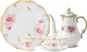 10629056 Royal Crown Derby Сервиз кофейный Royal Crown Derby "Королевская роза Пинкстона" 6/20 Фарфор костяной