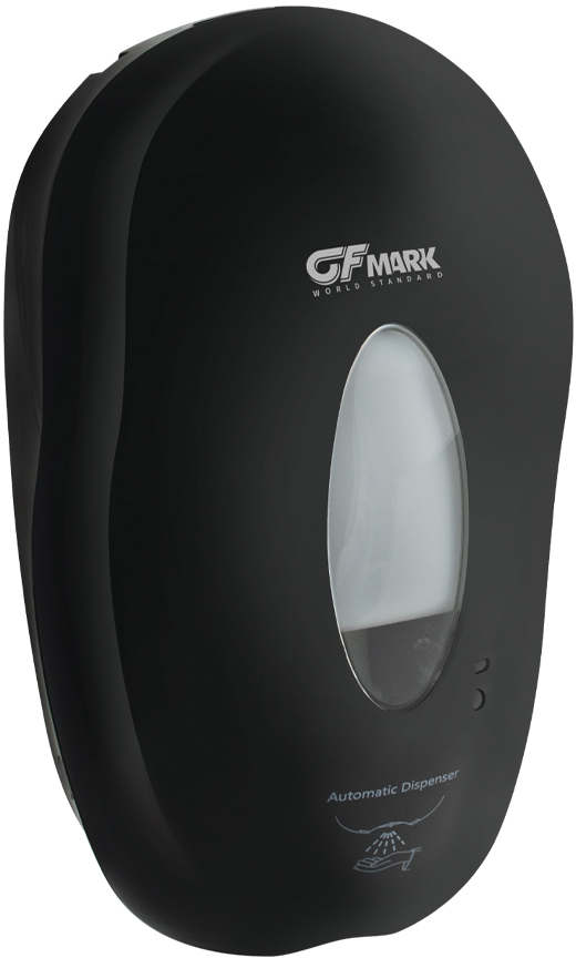GFmark - Дозатор СЕНСОРНЫЙ, ДЕЗИНФЕКЦИЯ, модель КОКОН с окошком, пластик АБС, ЧЁРНЫЙ, с датчиком объёма жидкости и уровня заряда батарей, 1000 мл, код: 722