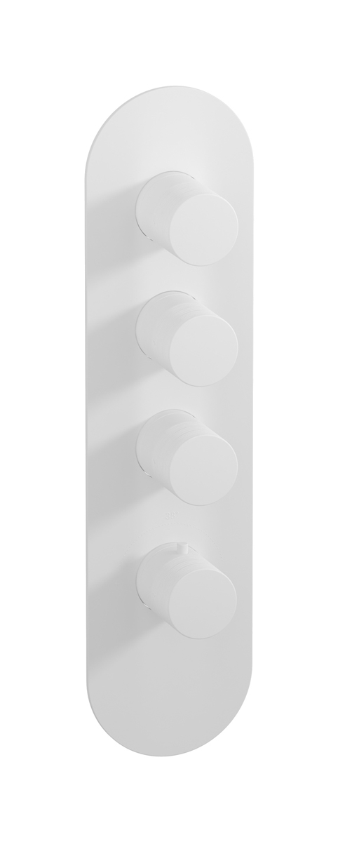 External part of thermostatic 3 ways, round plate, vertical, Vinile handle WE ARE IB eua312bonvn Matt White Aqua