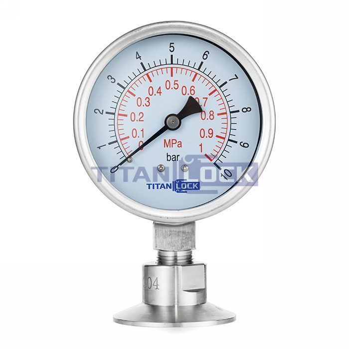 Манометр нержавеющий с мембранным разд.,10/0,2 Бар, Clamp DN50, корп. 100мм, TLSPG50/100CL TITAN LOCK 