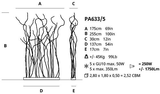 Serip Торшер галогенный ручной работы из бронзы Wind Pa633/5 - Вид №1