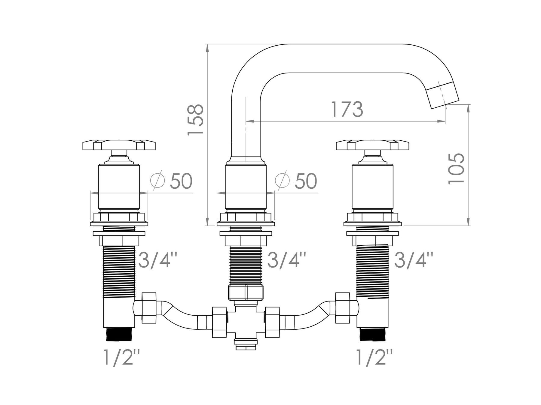 Смеситель для раковины с 3 отверстиями rvb FLAMANT FACTORY ARCH-00055325 - Вид №2