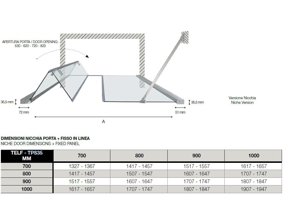Алюминиевая и стеклянная душевая кабина с раздвижной дверью TAMANACO TPS35 ARCH-00116383 - Вид №7