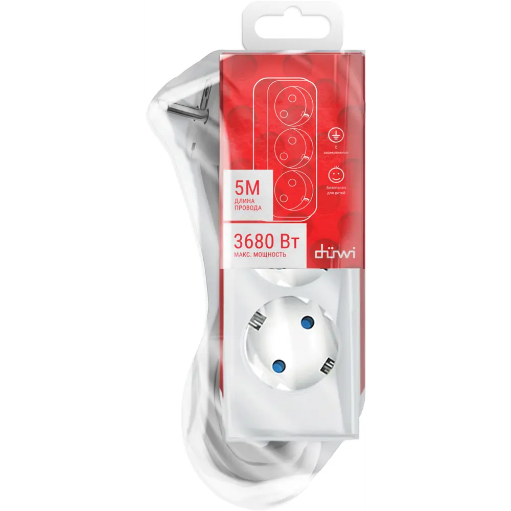 Удлинитель с заземлением Duwi 3 розетки со шторками 3x1.5мм2 5 м STLM-2155664 - Вид №1