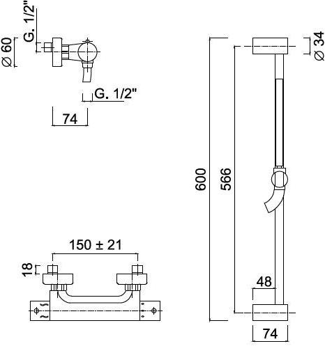 Rubinetteria Giulini Смеситель для душа с ручным душем Surf F8208exws - Вид №1