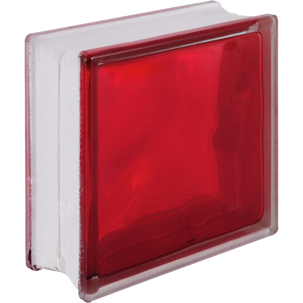 Стеклоблок Волна цвет ярко-рубиновый полуматовый VITRABLOCK STLM-2005610