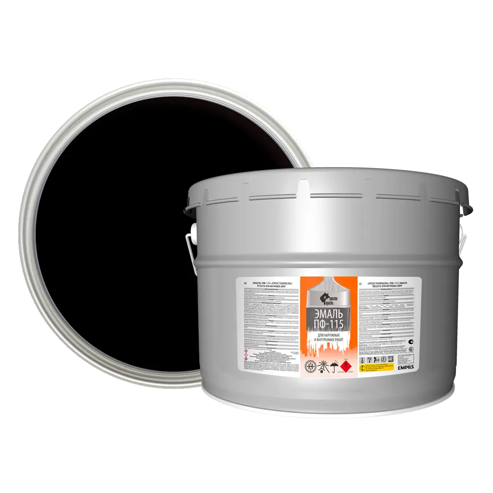 Эмаль Простокраска ПФ-115 полуматовая цвет черный 10 кг STLM-2016821