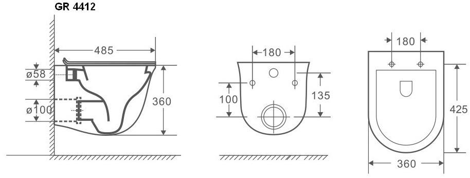 GR-4412MS Подвесной унитаз настенный Белый Grossman  Китай  - Вид №5