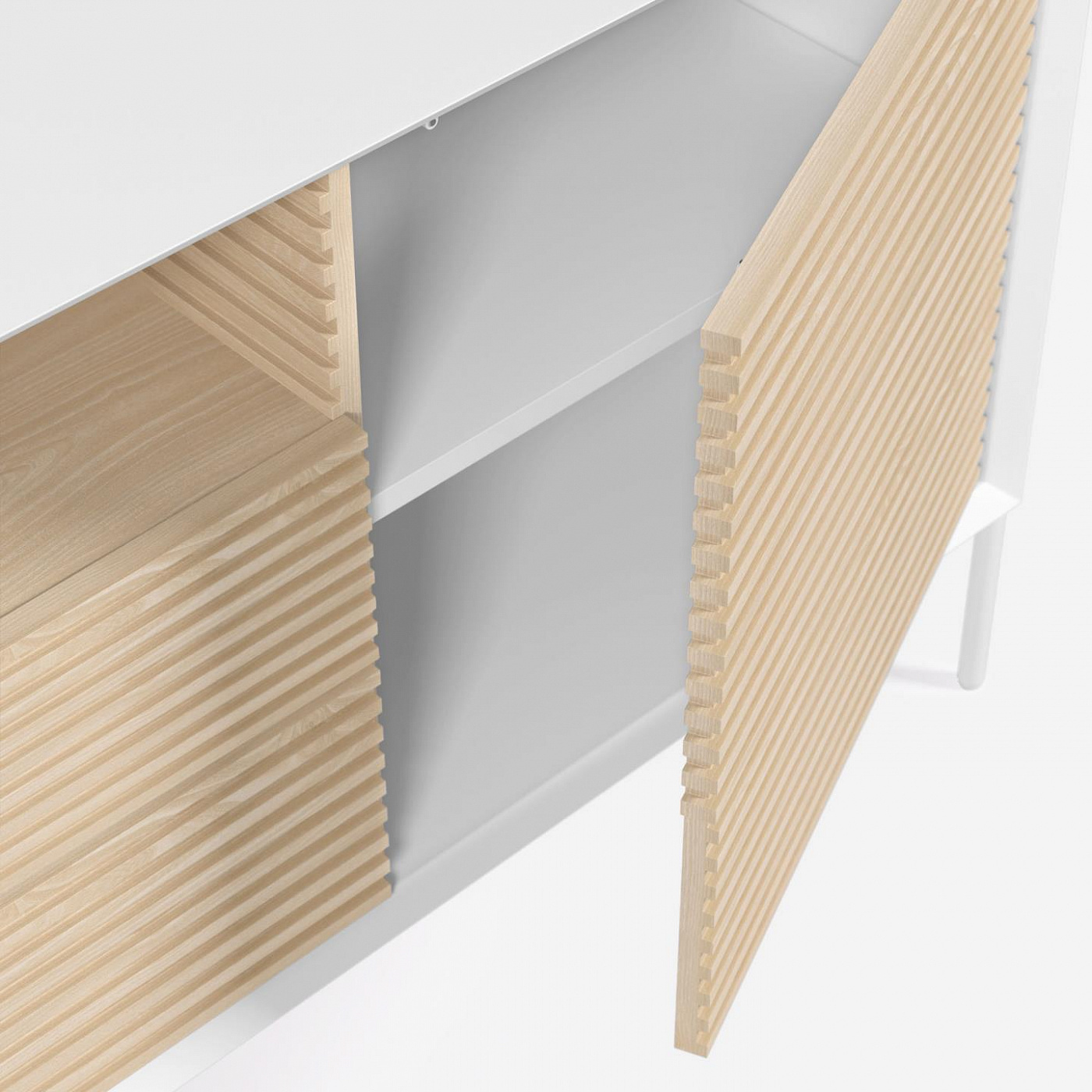 107626 Тумба под телевизор из ясеня с белым лаком 187 x 63 см La Forma Marielle  - Вид №1