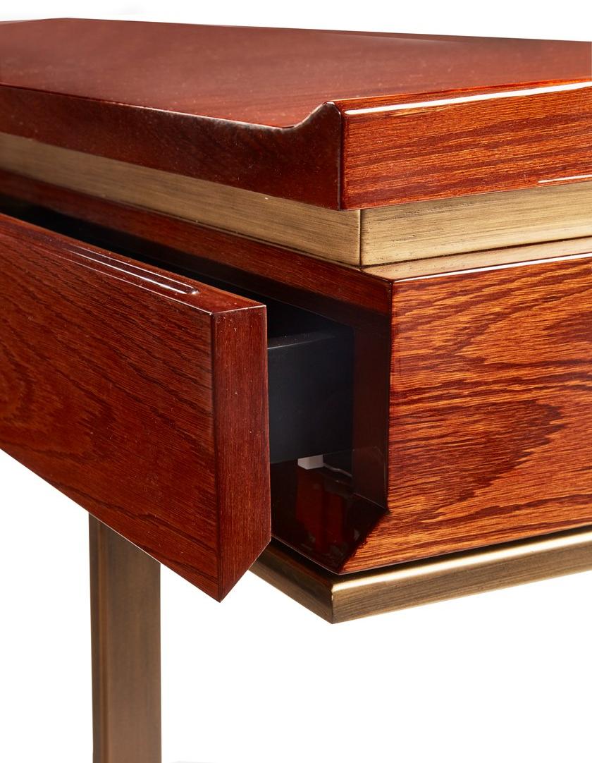 HUGUES CHEVALIER Прямоугольная кожаная консоль с ящиками Iconic sun-id-1410667 - Вид №2
