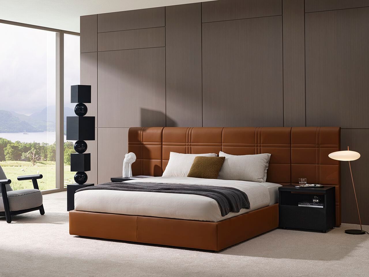 Кожаная двуспальная кровать с мягким изголовьем HC28 maison High Line ARCH-00074048 - Вид №6