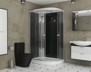 Душевая кабина NG- 4512-08R BLACK(1200х800х2150) низкий поддон(13см) стекло МОЗАИКА