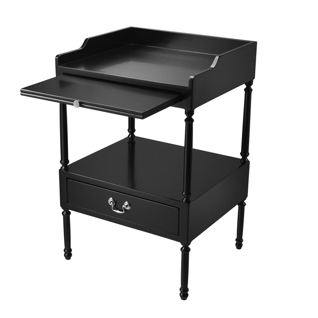 Приставной столик черный с полками и ящиком 48 см Norfolk от Eichholtz EICHHOLTZ  242606 Черный  - Вид №1