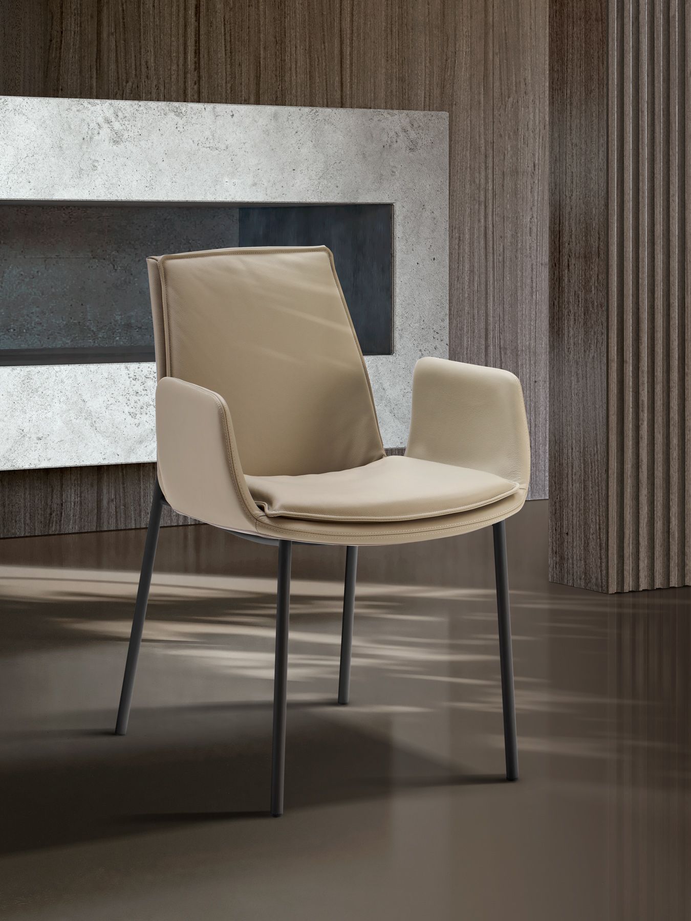 Кожаный мягкий стул с подлокотниками EFORMA Lara ARCH-00144114 - Вид №1