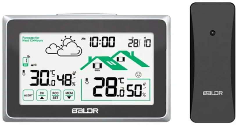 90840309 Метеостанция Baldr B0340ST2H2R-V8 с индикатором открытия/закрытия окна цвет черный STLM-0407660