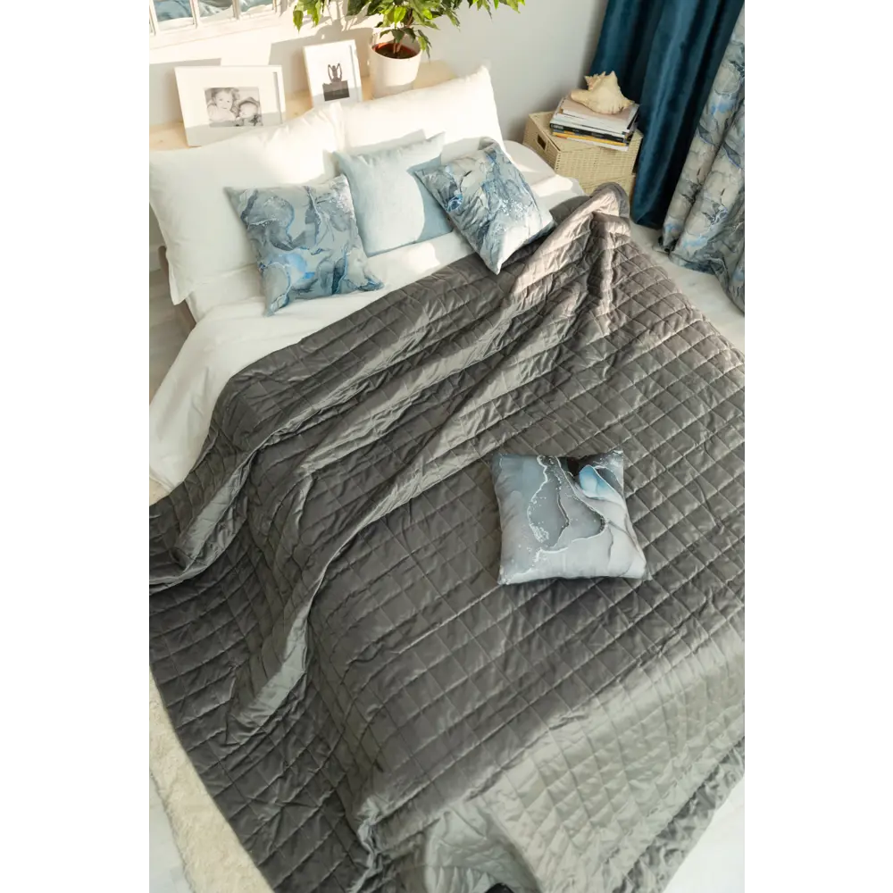 Покрывало Inspire Velvet Etna 220x240 см полиэстер цвет серый 82344955 STLM-2060720 - Вид №4