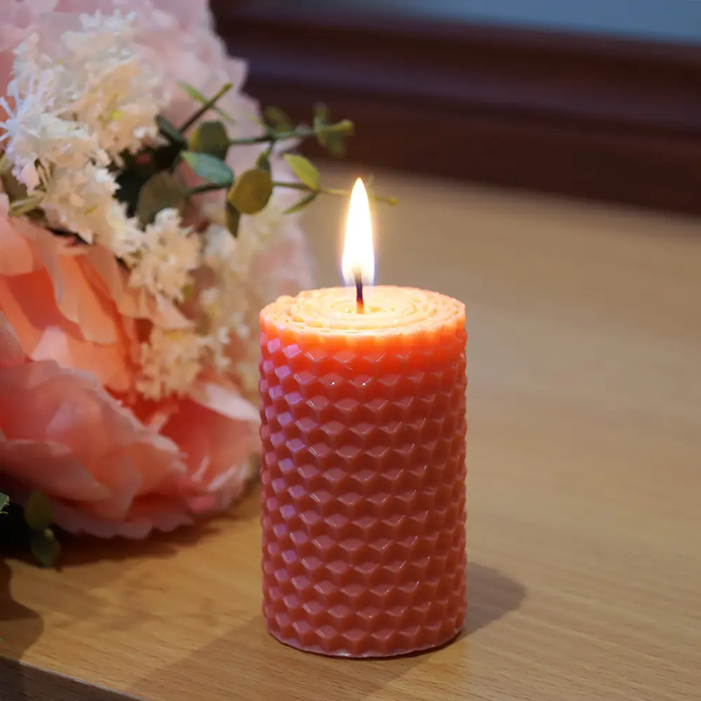Свеча вощинная цилиндр розовая 4x6.5 см EVIS STLM-2104644 - Вид №2