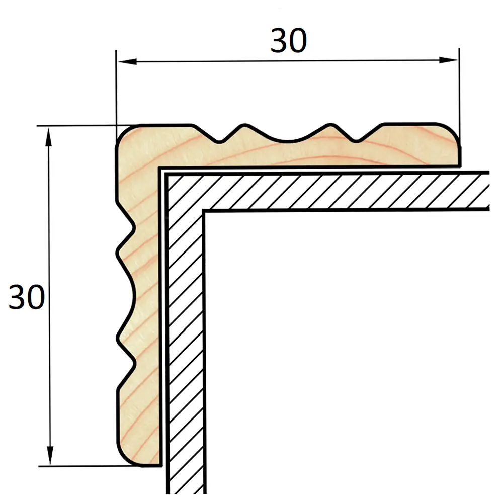 АРЕЛАН | Фигурный деревянный уголок с закруглённой кромкой 30×30×2200 мм 81960918 STLM-0015490 - Вид №2