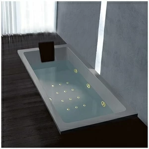 Ванна Gruppo treesse Quadra 170 V072N-SX-SEZ серая с золотой фурнитурой гидромассажем аэромассажем и дезинфекцией прямоугольная встроенная левая
