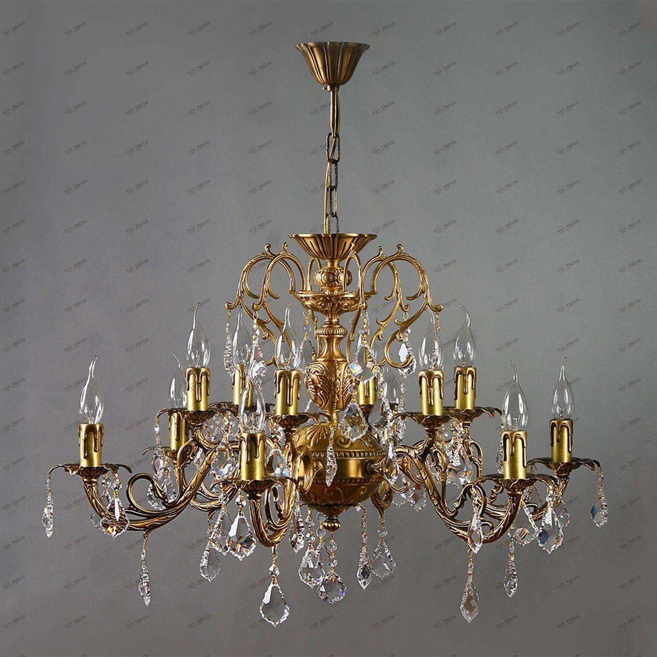 Подвесная люстра Ambiente Alicante 8888/6+6 AB Leaf Crystal бронза AMBIENTE ДИЗАЙНЕРСКИЕ, ALICANTE 188266 Бронза 