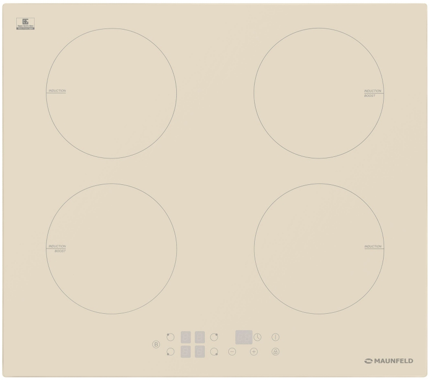 EVI.594-BG Электрическая индукционная панель / индукционная, индукционная варочная панель 60см, сенсорное управление, индикация нагрева, таймер, 2 бустера, защита от детей, детектор диаметра посуды, бежевая Maunfeld Maunfeld Light Santreyd 