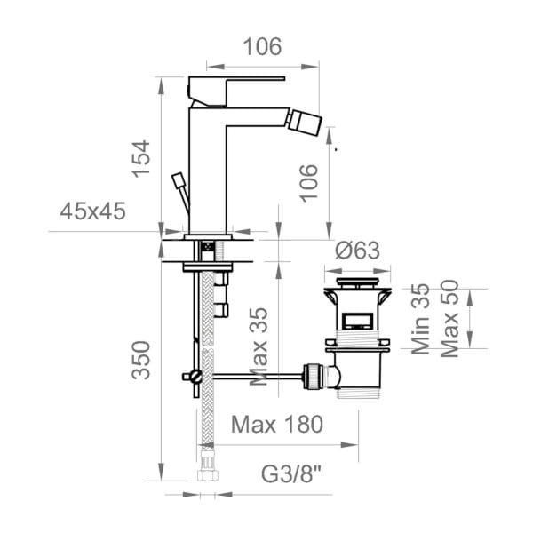 Смеситель для биде с аэратором Ercos Италия R Nero ARCH-00080860 - Вид №2