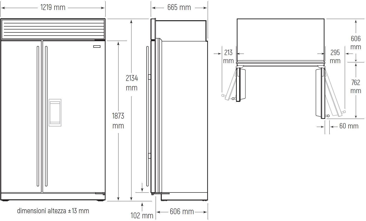 Sub-Zero Встраиваемый двухдверный холодильник из нержавеющей стали с диспенсером для воды класса a +  Icbbi-48sd/s/th  - Вид №6
