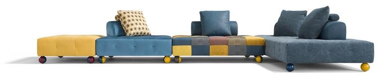 Egoitaliano Модульный диван из кожи и ткани L'ego sun-id-1346094 - Вид №2