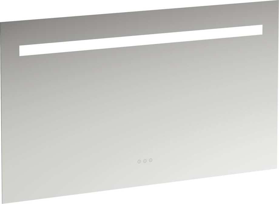 H4476739501441 Зеркало, 1200 мм, с встроенной горизонтальной LED подсветкой и естественным светом, три сенсорных выключателя (вкл/выкл/затемнение/изменение цветовой температуры 2700–6000 K), алюминиевый каркас, IP44 LAUFEN PRO