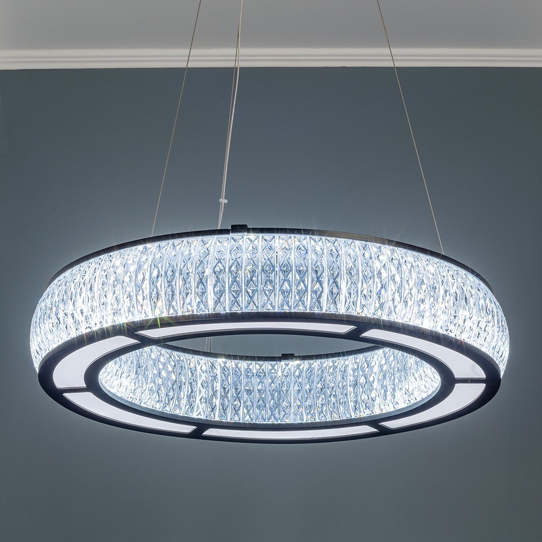 Люстра подвесная хрустальная черная Frezia Light 120139 FREZIA LIGHT ДИЗАЙНЕРСКИЕ 00-3953651 Прозрачный;черный  - Вид №1