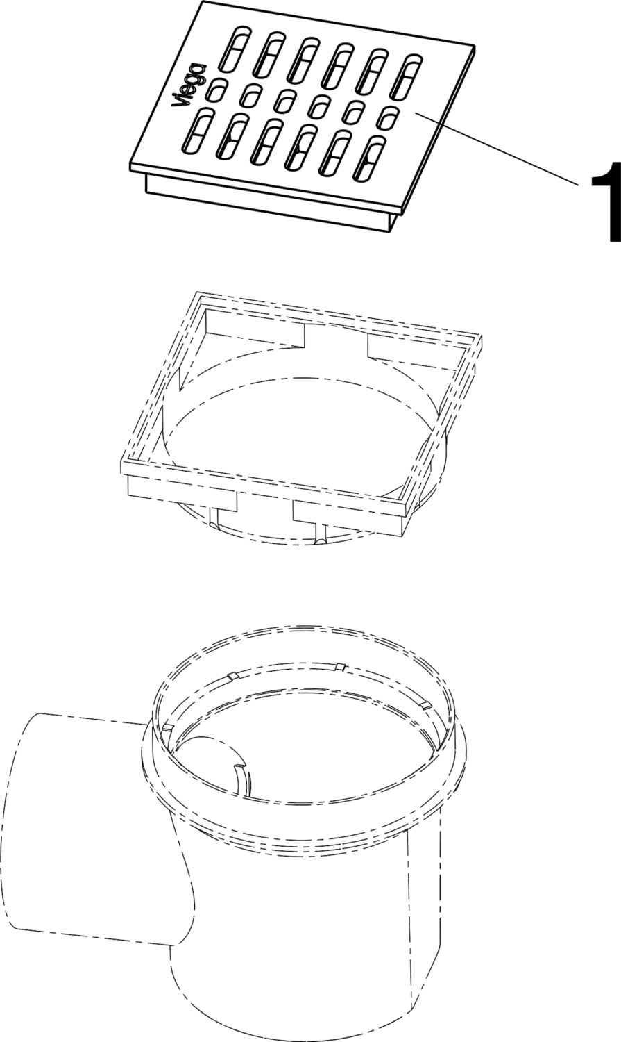 Канализационная арматура  Напольные трапы Advantix  Трапы VIEGA 148 607 Модель 4956.4 Santreyd  - Вид №3