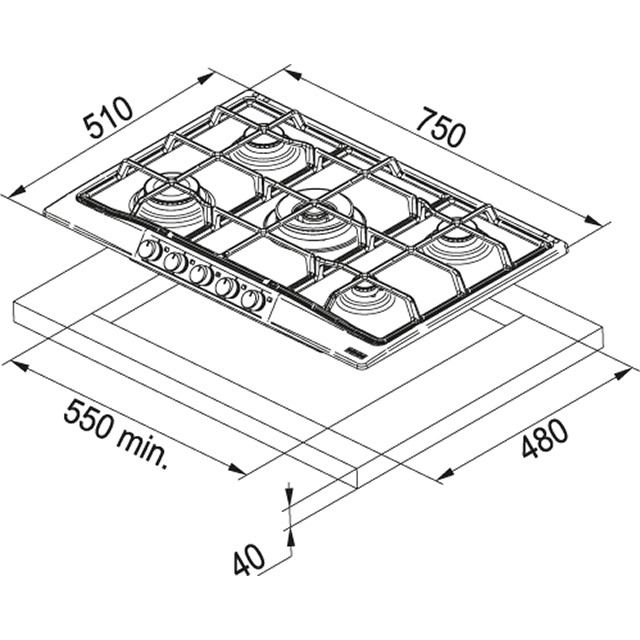 Варочная панель  FHCL 755 4G TC GF C Franke Old England FHCL 755 4G TC GF C Графит - Вид №1
