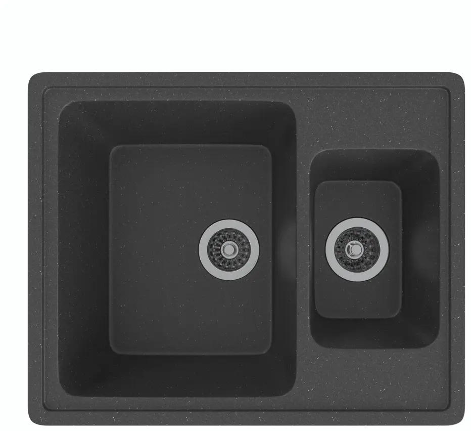 90403380 Врезная мойка Gamma Stone 60x48.50x19 см литьевой мрамор цвет черный GS-19-08 STLM-0879196