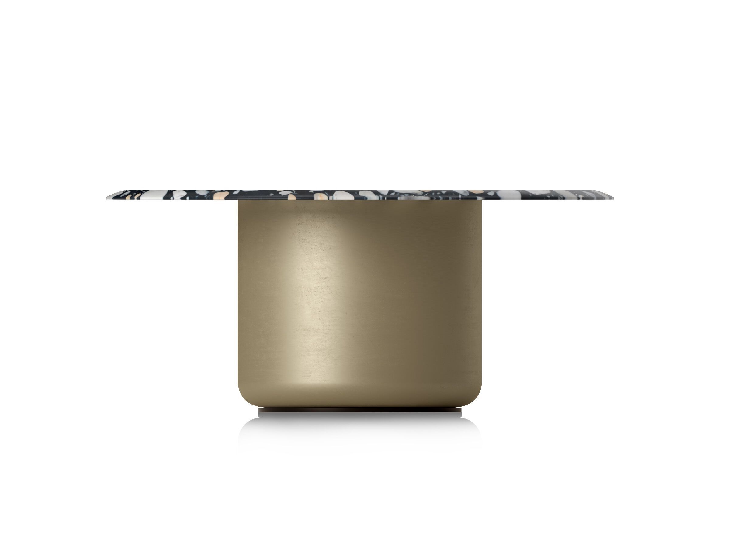 Круглый стальной журнальный столик с порошковым покрытием с зернистой столешницей Natuzzi Italia Deep ARCH-00003400 - Вид №1