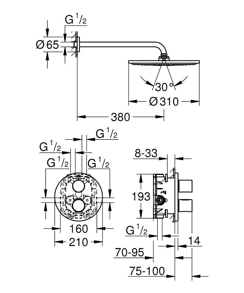 34571000 Набор Grohe Grohtherm 3000 Cosmopolitan хром - Вид №1