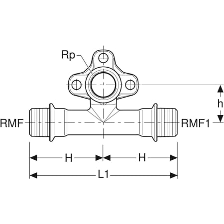 602.265.00.1 Водорозетка Geberit 90° эксцентрическая, с наружной резьбой MF 1/2" Geberit  - Вид №3