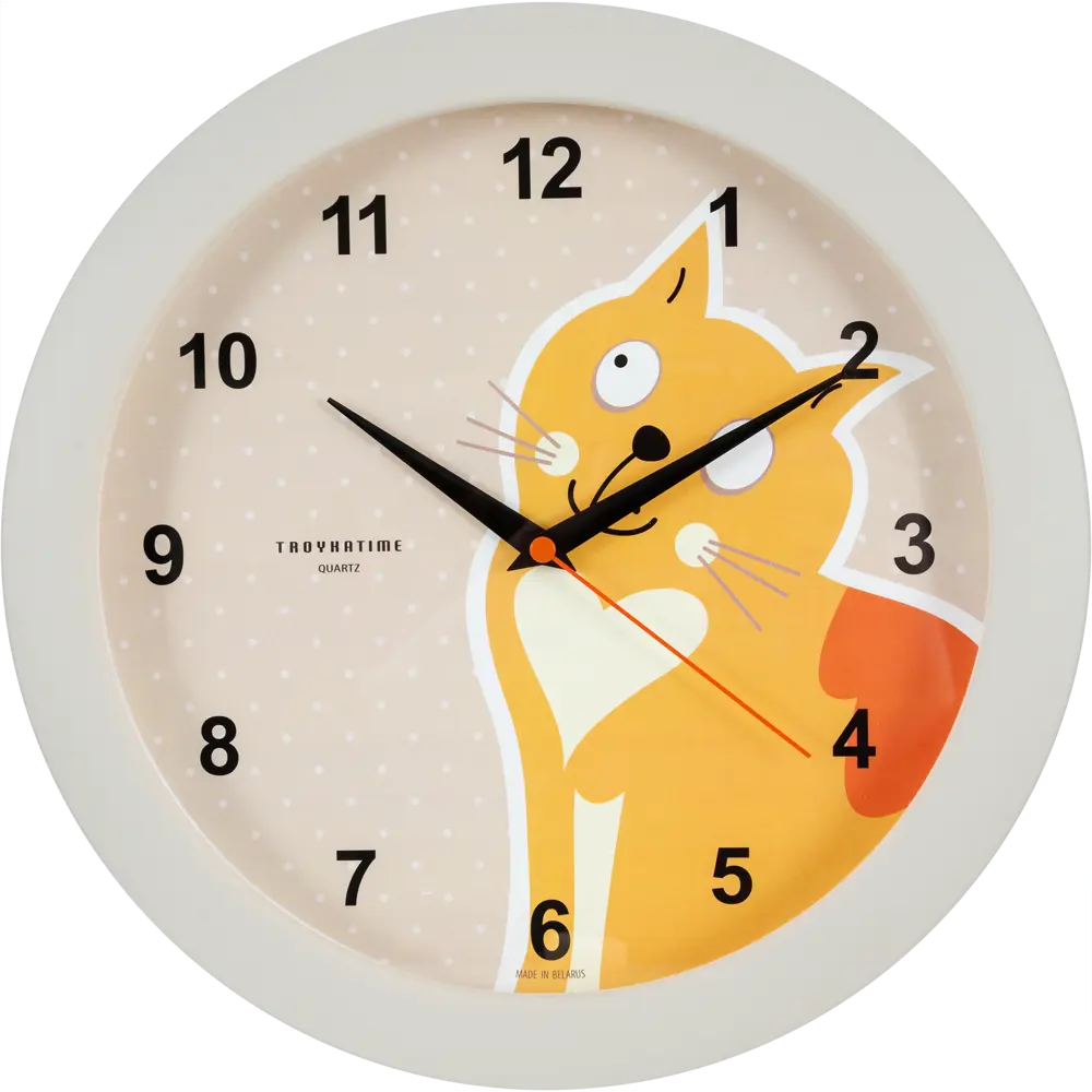 Часы настенные «Кот» круглые 29 см цвет бежевый TROYKATIME STLM-2166841